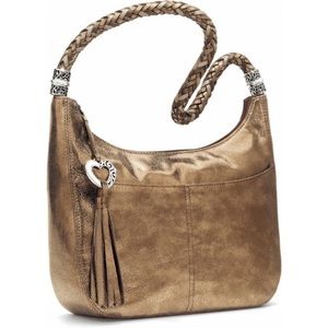 Brighton Gold Bronze Metallic Barbados Leather Hobo Shoulder Bag